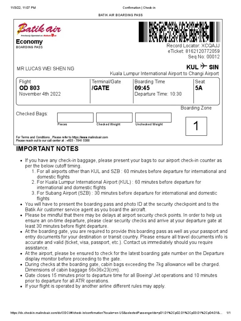 Confirmation CheckIn3 PDF Transport Aviation