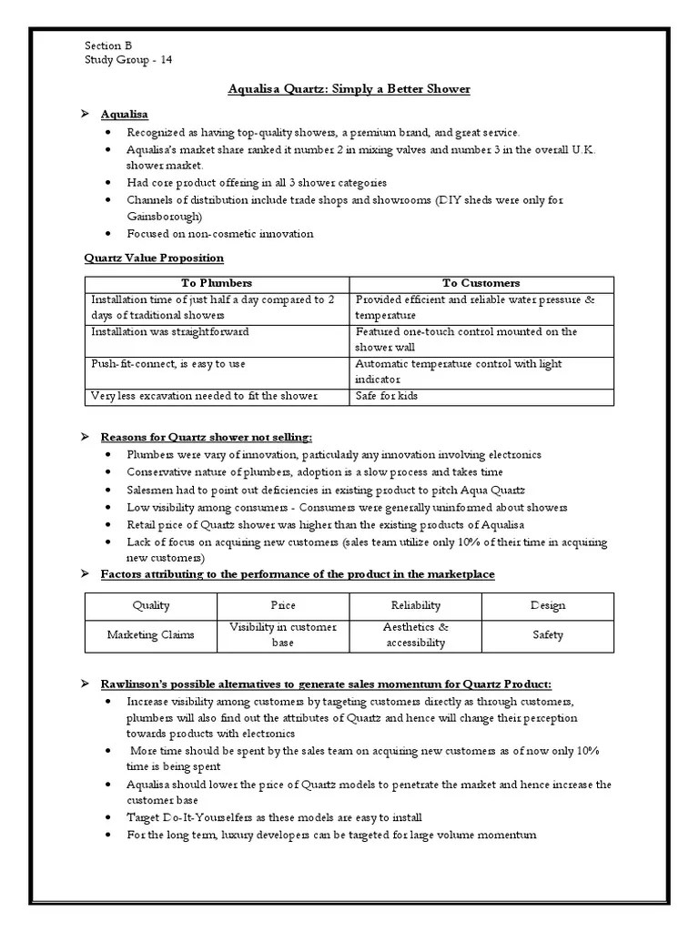 Aqualisa QuartzSimply A Better Shower PDF Retail Sales