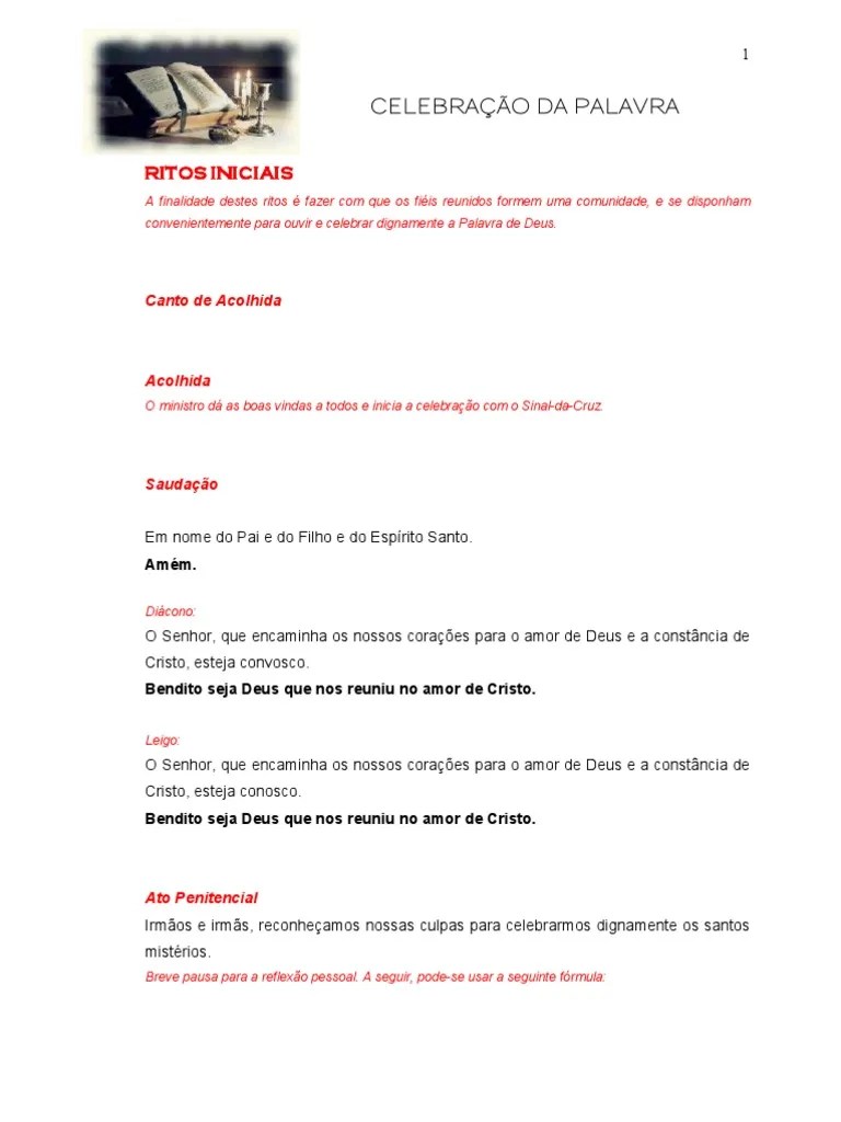 Roteiro Para Celebração Da Palavra