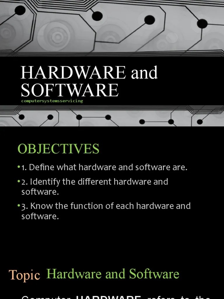 Hardware and Software PDF Computer Hardware Input/Output