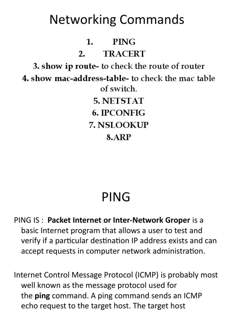 Networking Commands PDF Data Transmission Computer Data