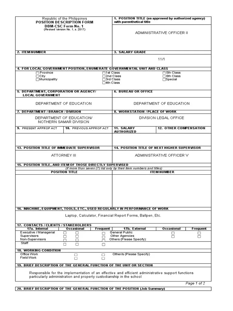 01PositionDesc (DBMCSC) ADAS III PER COMPENDIUM PDF Business