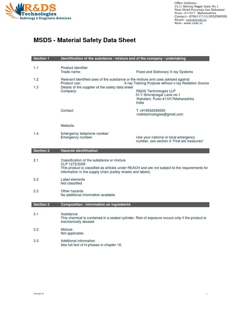 Msds 1 PDF Toxicity Dangerous Goods