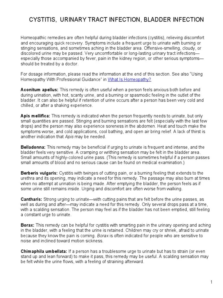 CYSTITIS, URINARY TRACT INFECTION, BLADDER INFECTION PDF Urinary