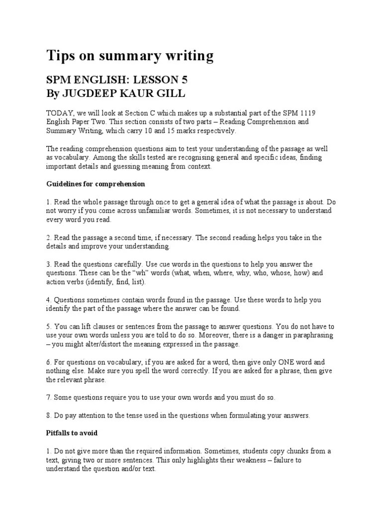 Tips on Summary Writing SPM Paper 2 Grameen Bank Microcredit