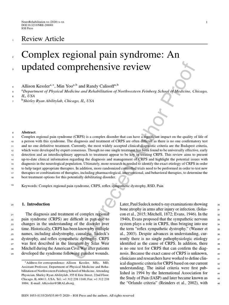 Complex Regional Pain Syndrome PDF Antidepressant Analgesic