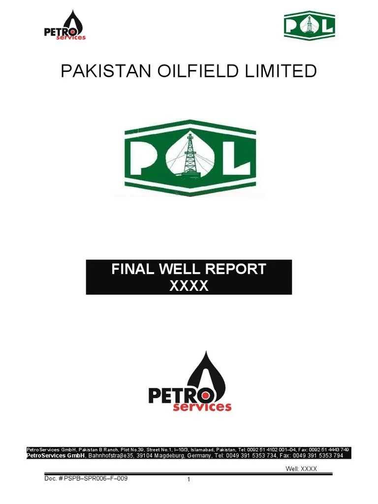 Final Well Report Sample Download Free PDF Casing (Borehole