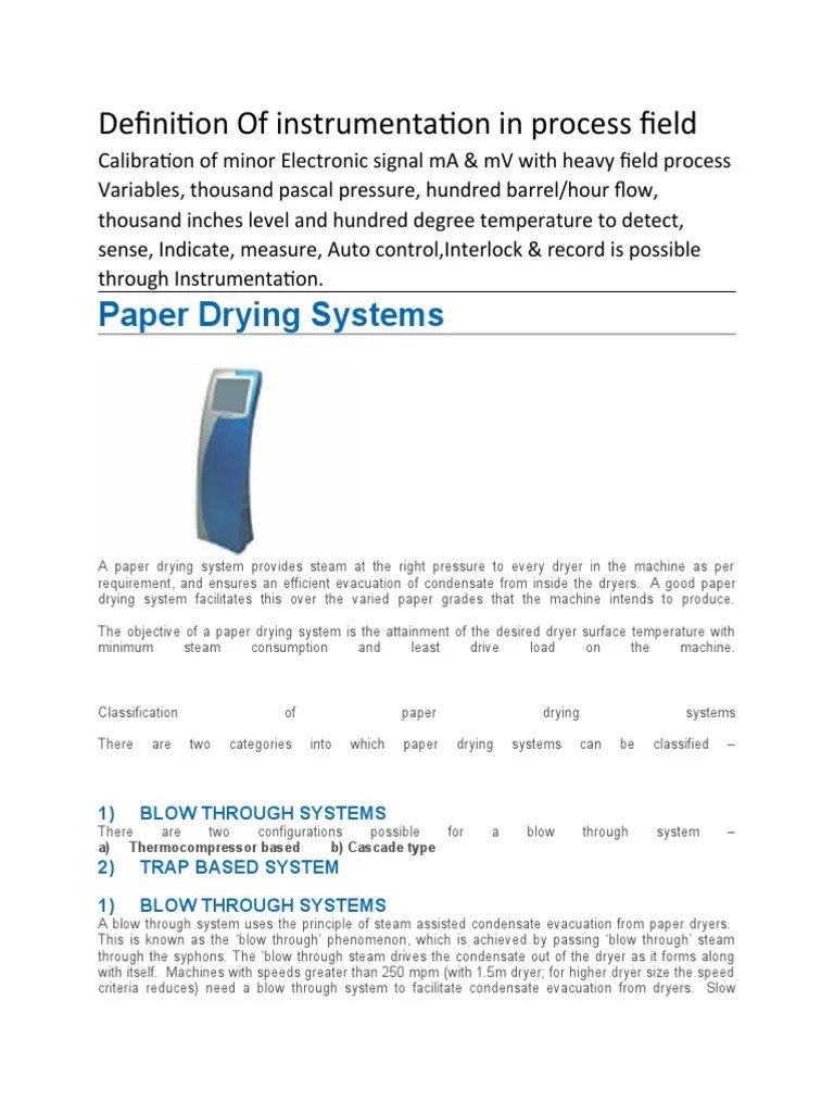 Definition of Instrumentation in Process Field PDF Clothes Dryer