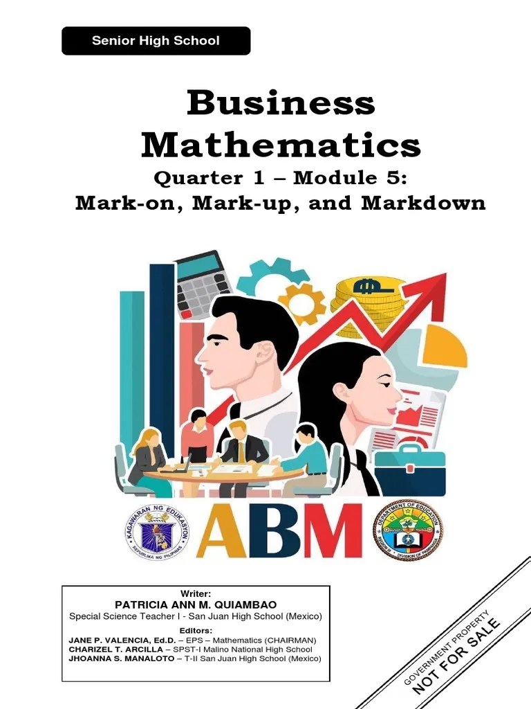 Business Mathematics Module 5 Mark On Mark Up and Markdown PDF