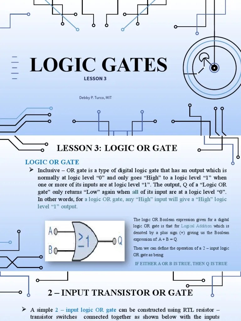 Lesson3 Logic or Gate M2 PDF Logic Gate Computing