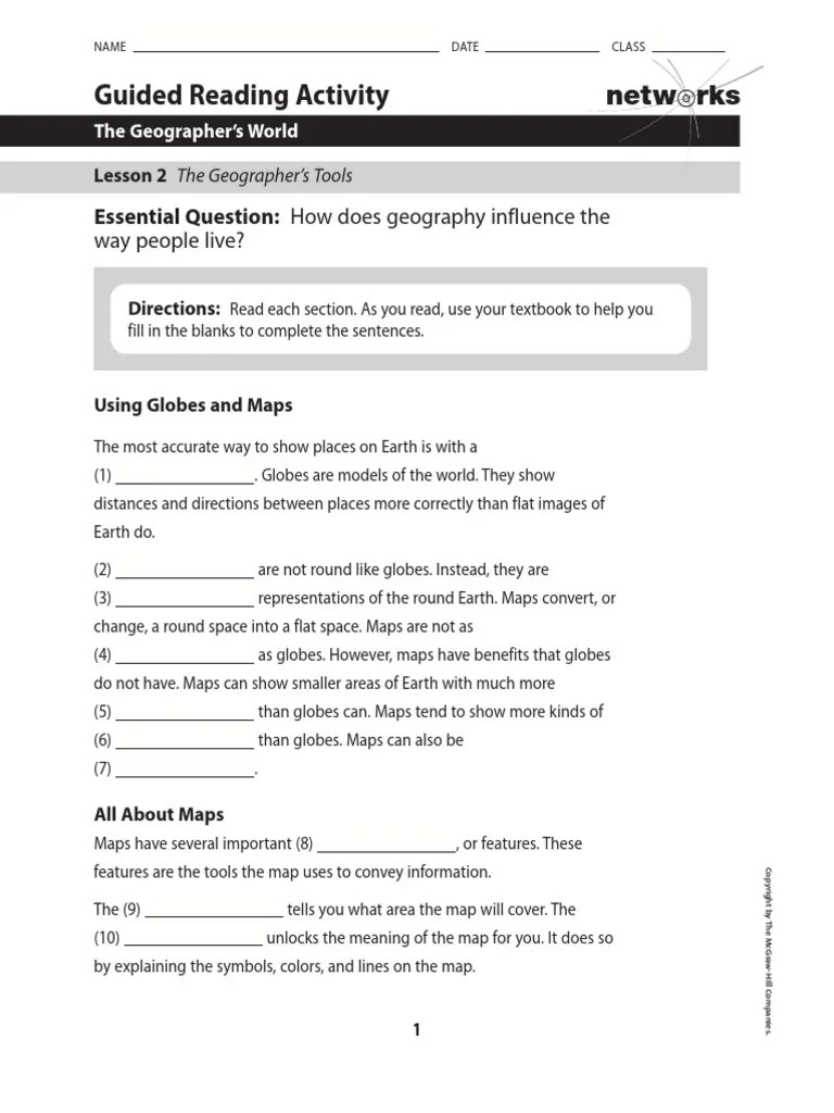 Guided Reading Activity Netw RKS Essential Question How Does