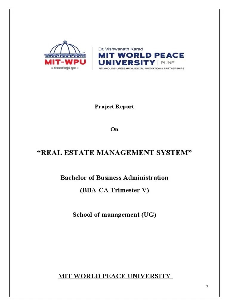 Synopsis of Real Estate Management System PDF Databases Estate Agent