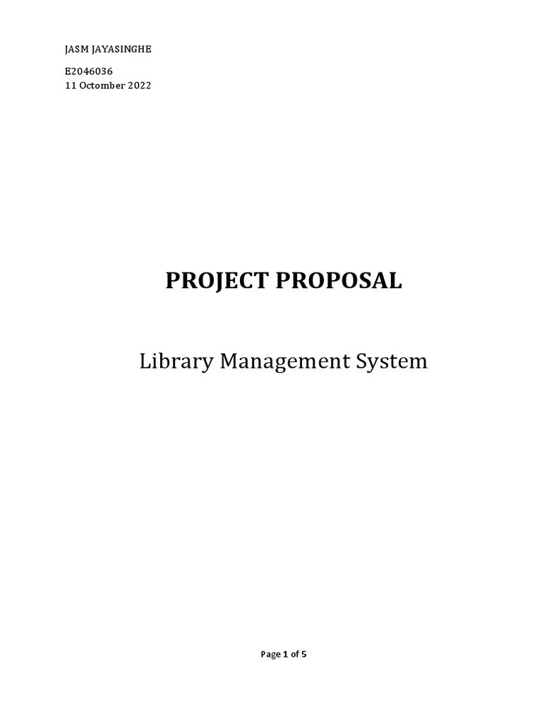 Library Management Project Proposal Edit PDF Libraries Databases