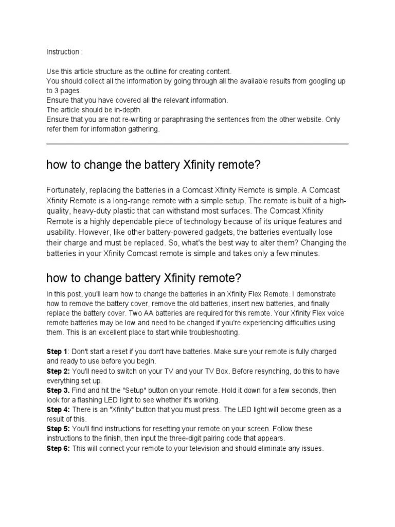 How To Change Battery Xfinity Remote PDF Computer Engineering