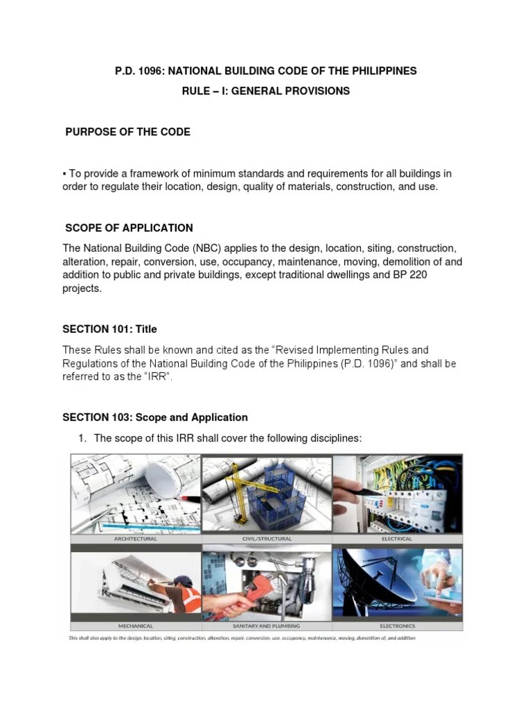 P.D. 1096 National Building Code of The Philippines PDF Building