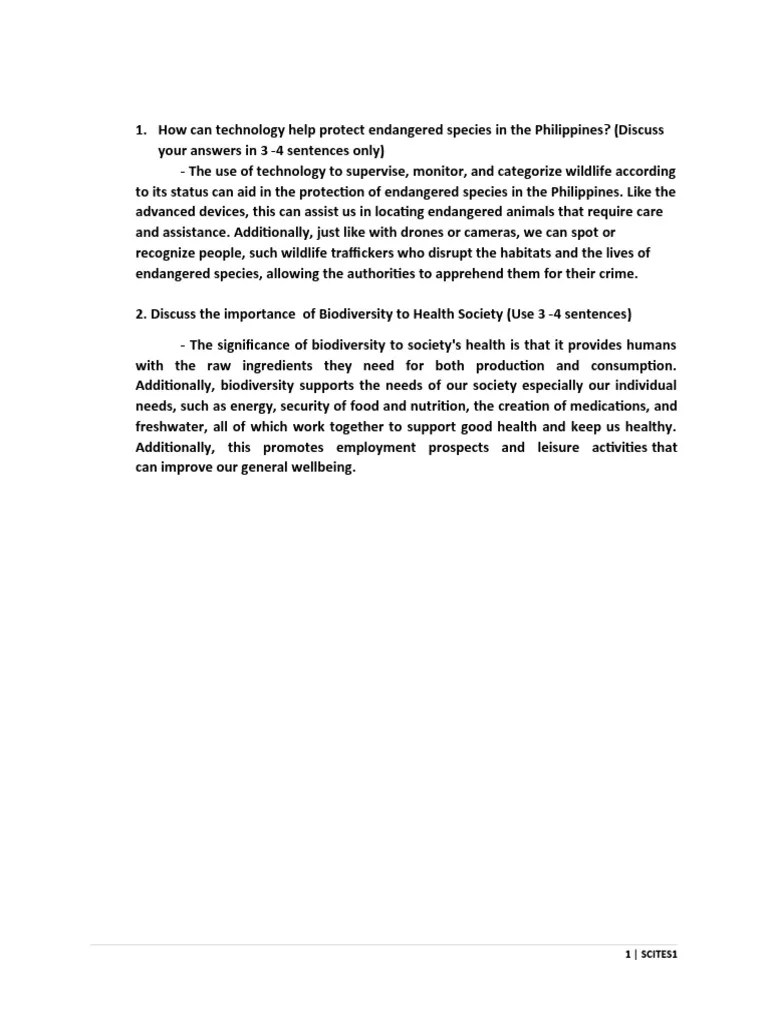 Biodiversity Questions and Answers PDF