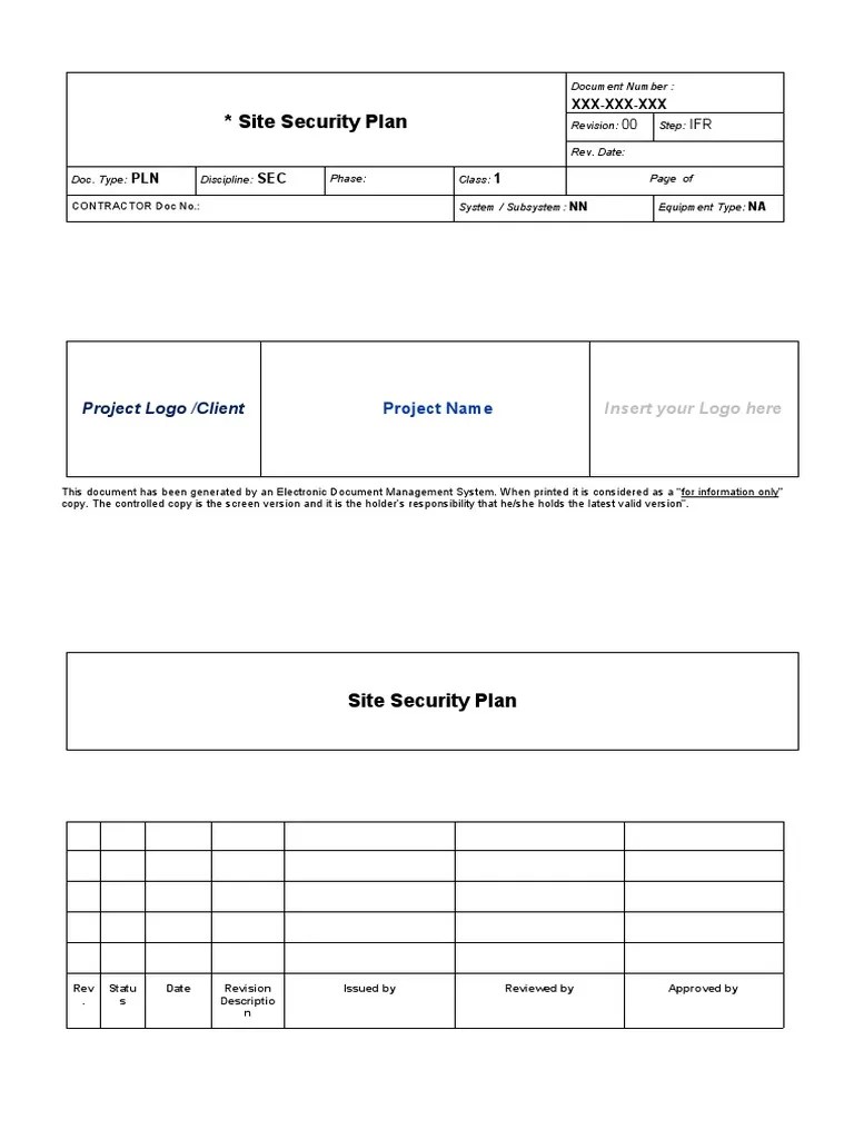 Site Security Plan PDF Access Control Identity Document
