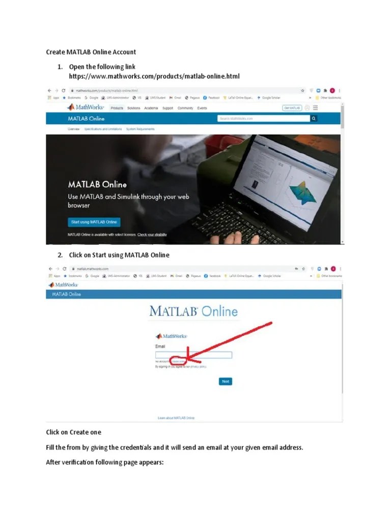 Create MATLAB Online Account PDF
