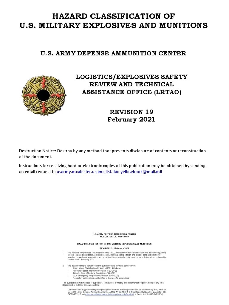 Yellow Book Rev 19 Dated February 2021 PDF Ammunition Dangerous Goods