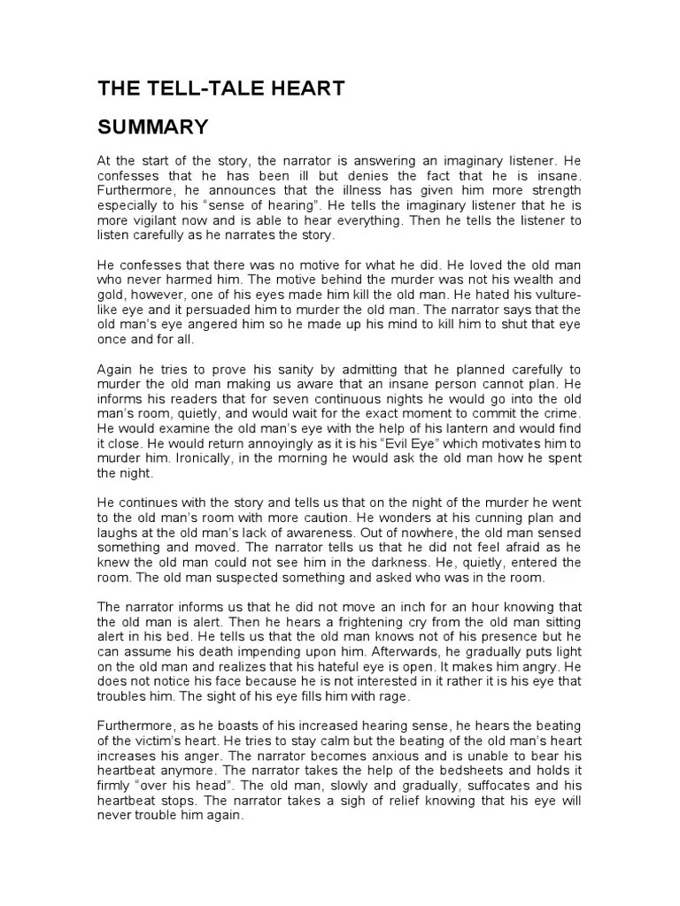 The Tell Tale Heart Summary PDF Narration Guilt (Emotion)(01)