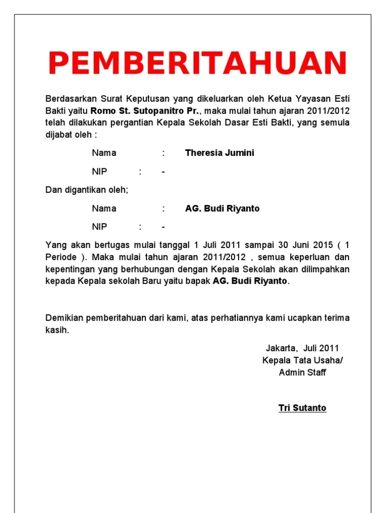 Contoh Surat Pergantian Pengurus Yayasan - Audit Kinerja