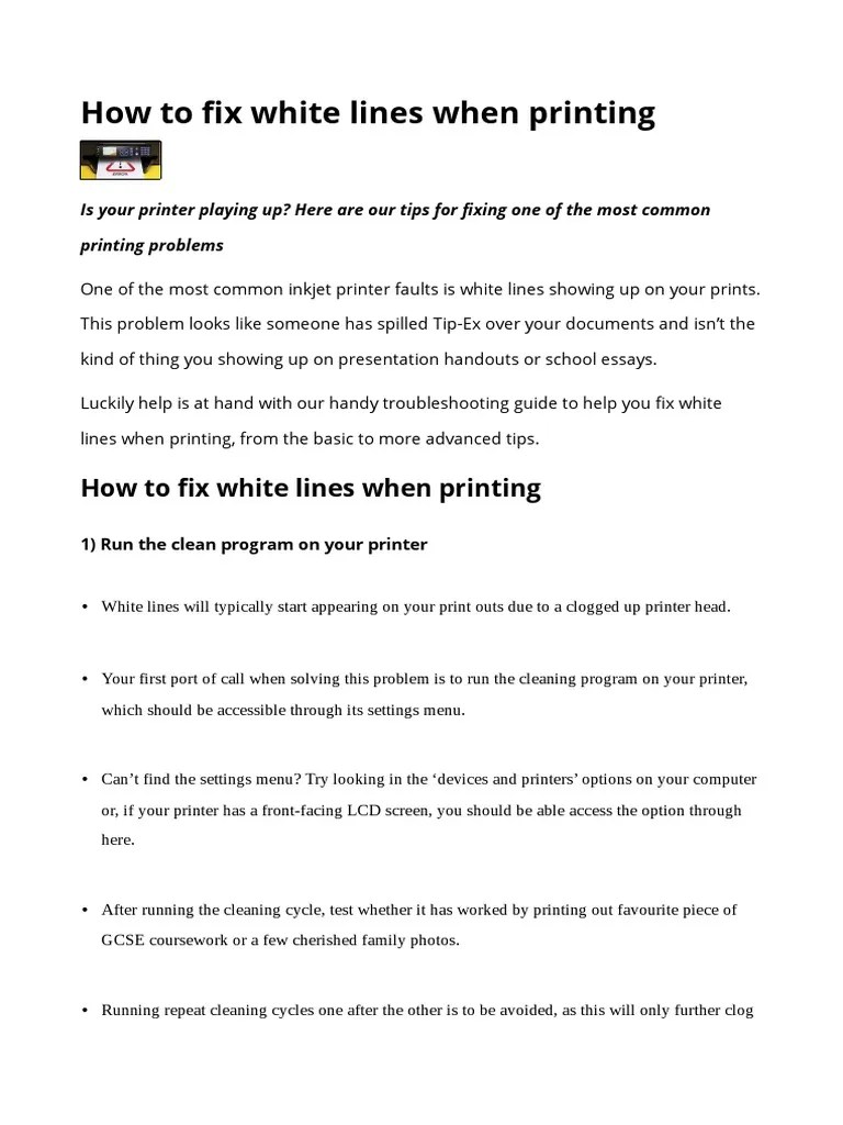 How To Fix White Lines When Printing PDF Printer