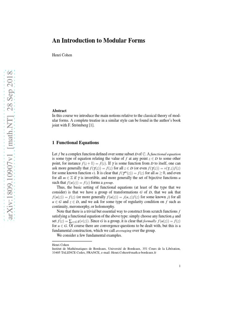 An Introduction To Modular Forms PDF