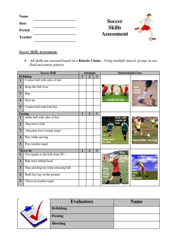 Soccer Skills Rubric Teams Athletic Sports
