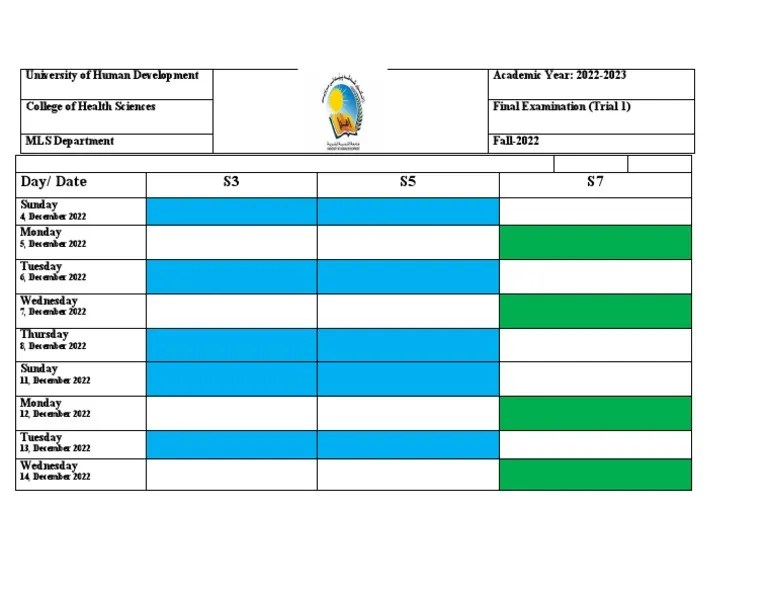Final Exam ScheduleFall 2022 PDF