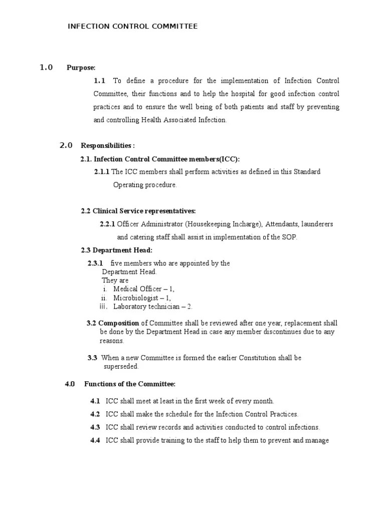 Infection Control Committee New Infection Control Medicine