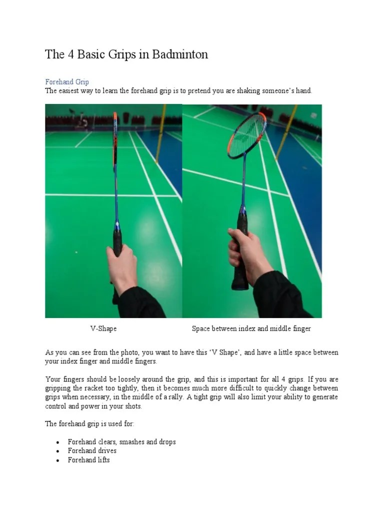 The Four Basic Grips in Badminton A Guide to the Forehand, Backhand