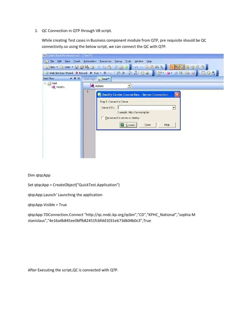 QC Connection in QTP Through VB Script