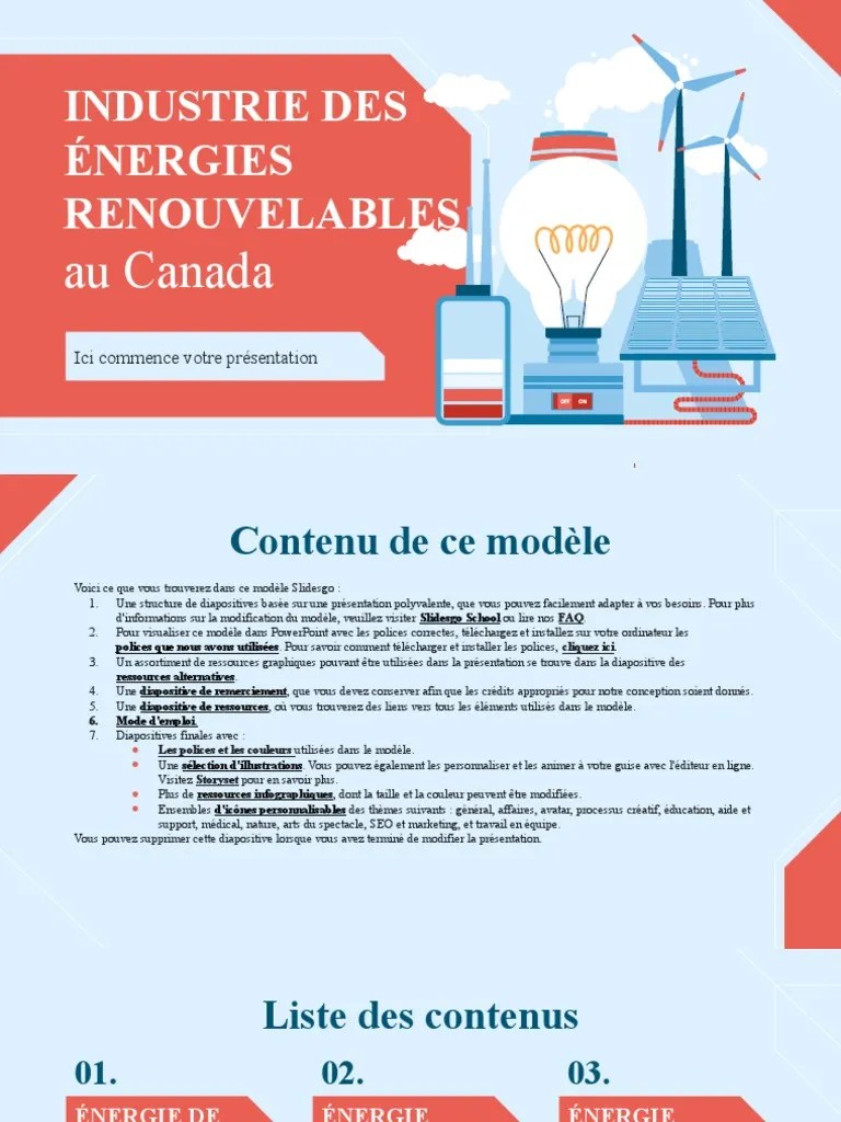 Renewable Industry Energy in Canada by Slidesgo PDF Planètes Jupiter