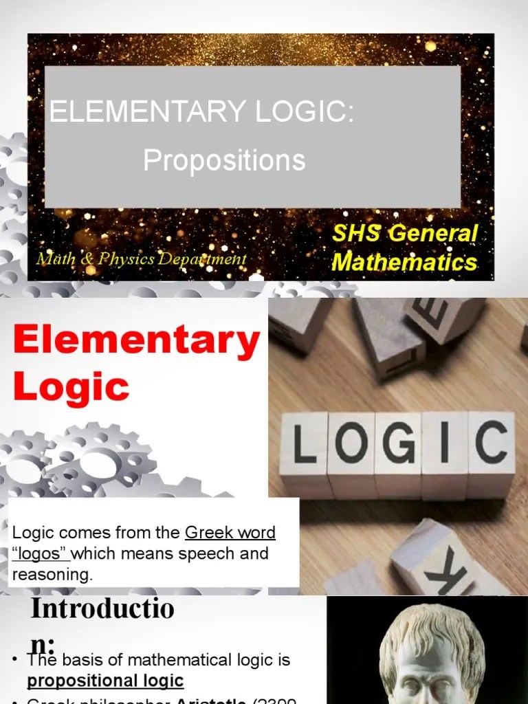 Elementary Logic Propositions Part 1 PDF Proposition Logic