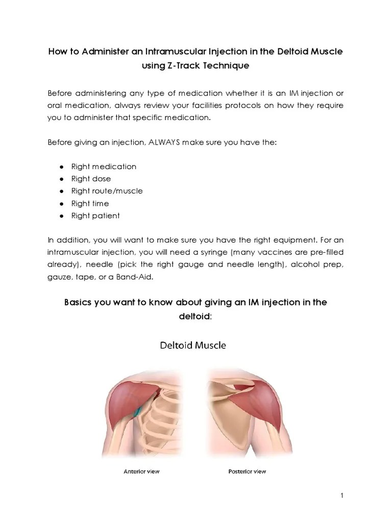 How To Administer An Intramuscular Injection in The Deltoid Muscle