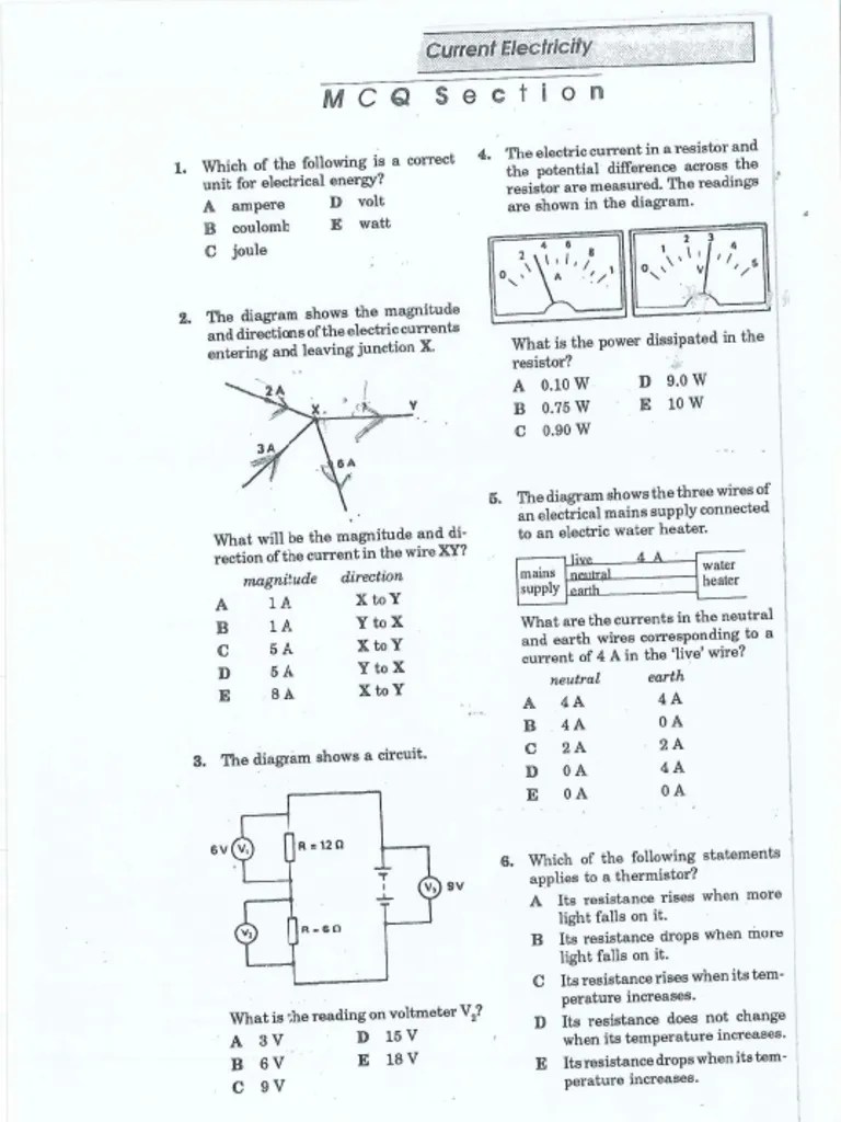 Current Electricity MCQ PDF