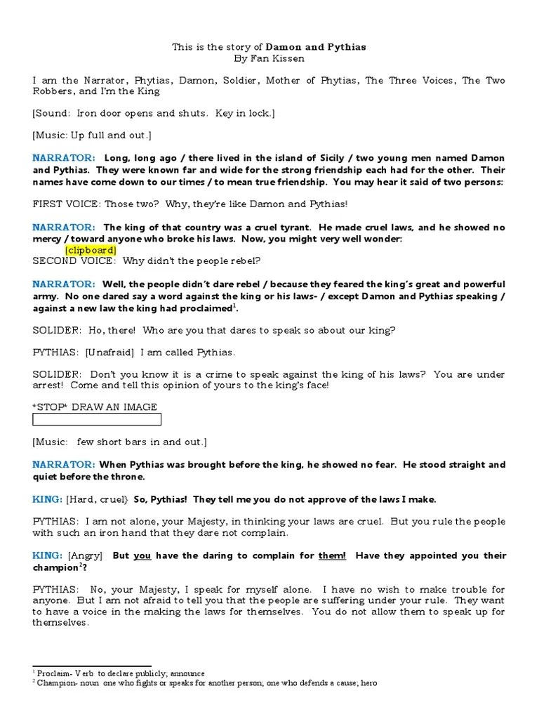 Damon and Pythias PDF