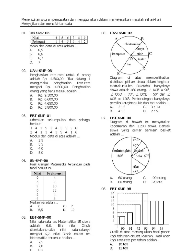 Bank Soal Matematika SMP Statistika | PDF