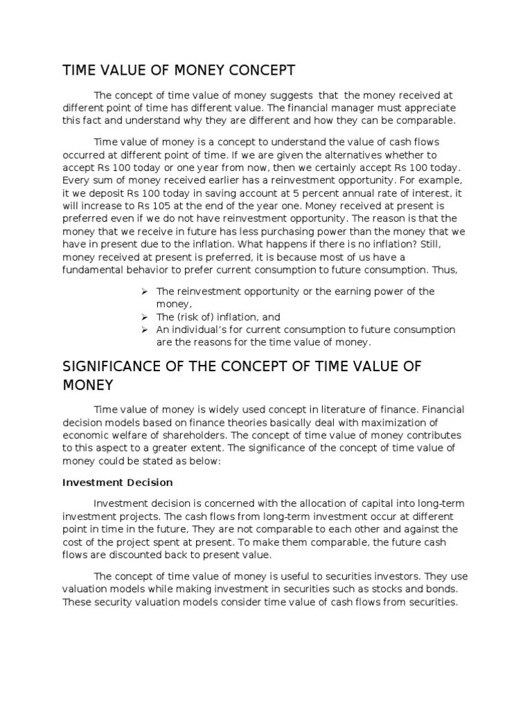 Time Value of Money Concept PDF Time Value Of Money Present Value