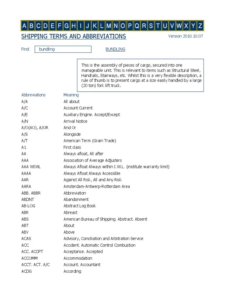 Shipping Terms & Abbreviations PDF Cargo Insurance