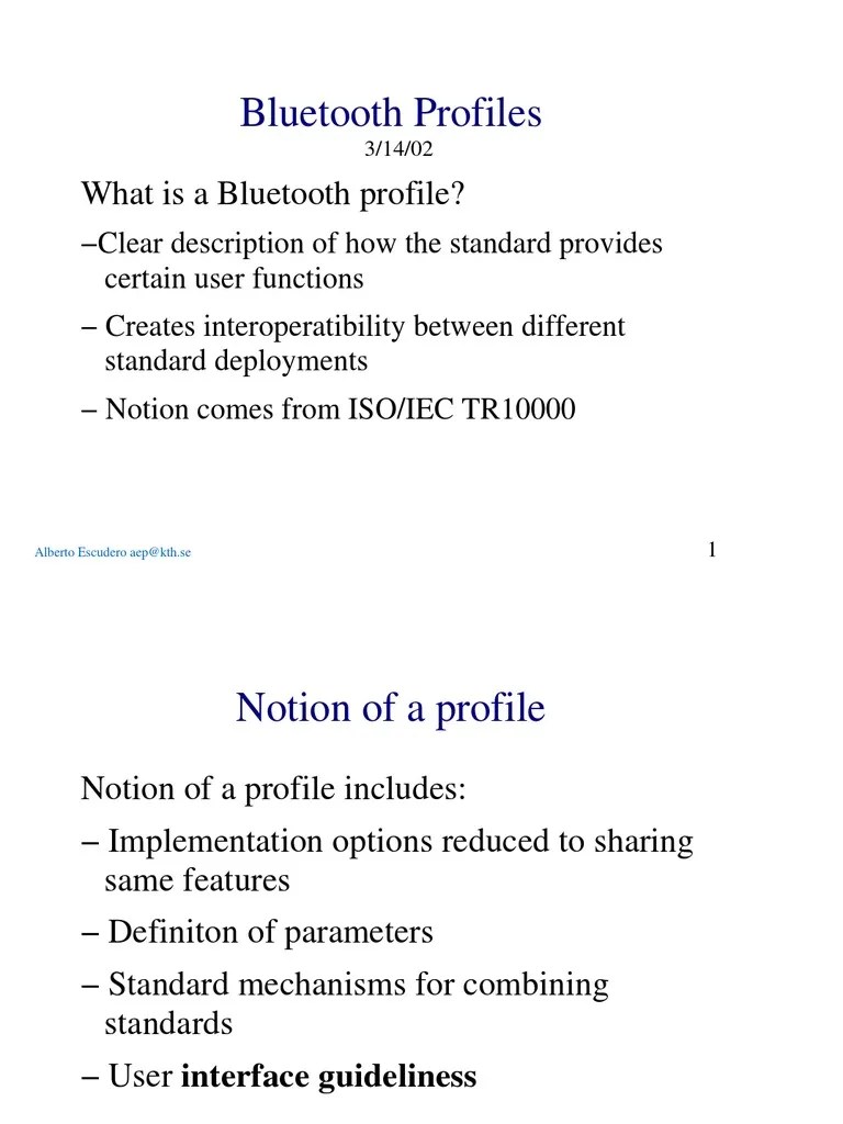 Bluetooth Profiles What Is A Bluetooth Profile? PDF Bluetooth