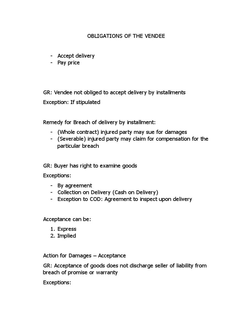Obligations of the Vendee A Comprehensive Analysis of a Buyer's Duties