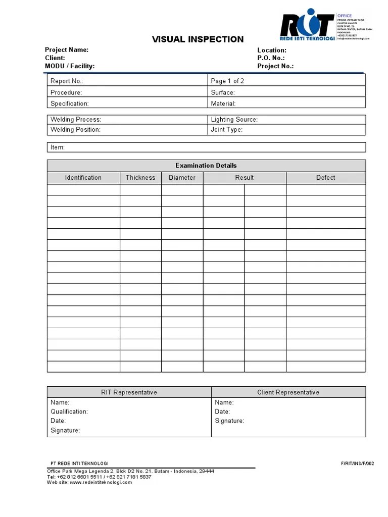 Visual Inspection Report PDF