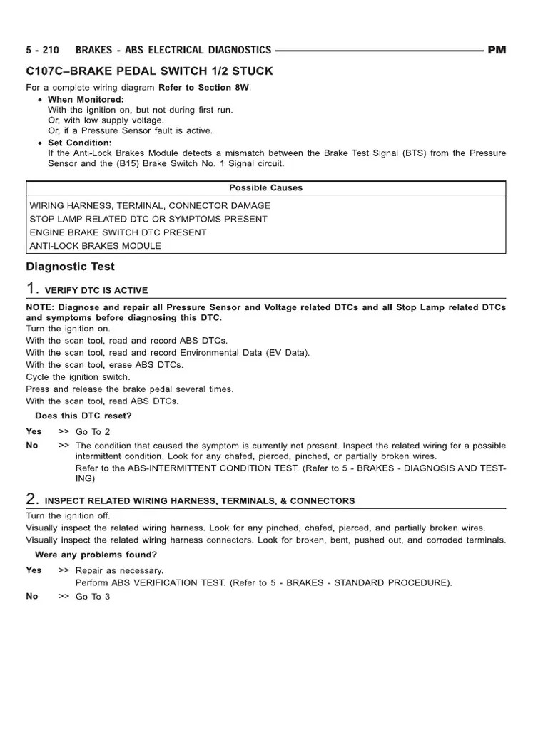 C107c Brake Pedal Switch 12 Stuck PDF