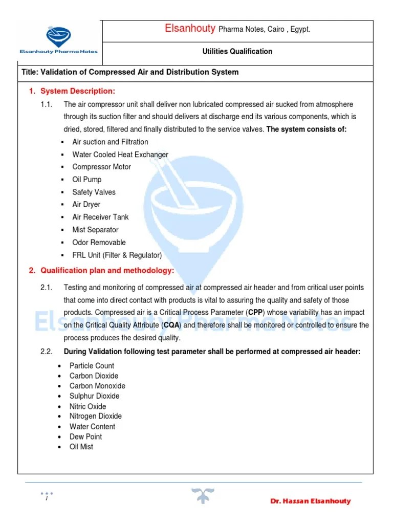 Pharmaceutical Compressed Air Validation 1657011960 PDF Flow
