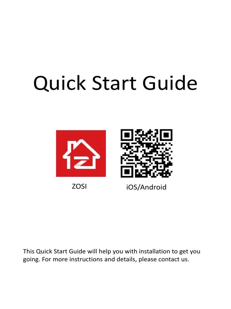 Quick Start Guide for Setting Up and Using the ZOSI iOS/Android Camera System PDF Wi Fi Qr