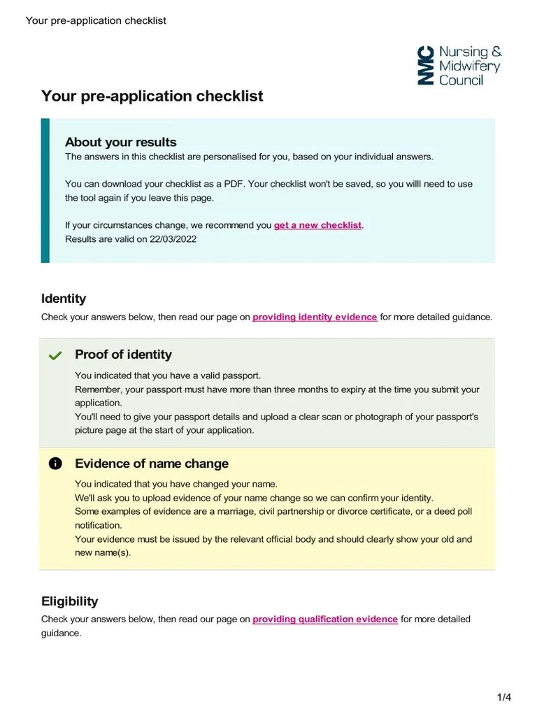 Your PreApplication Checklist PDF Health Care Health Sciences