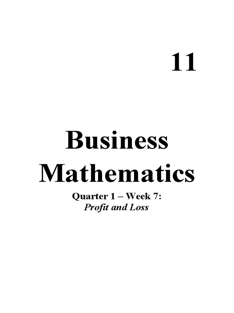 Business Mathematics (Module 5) PDF