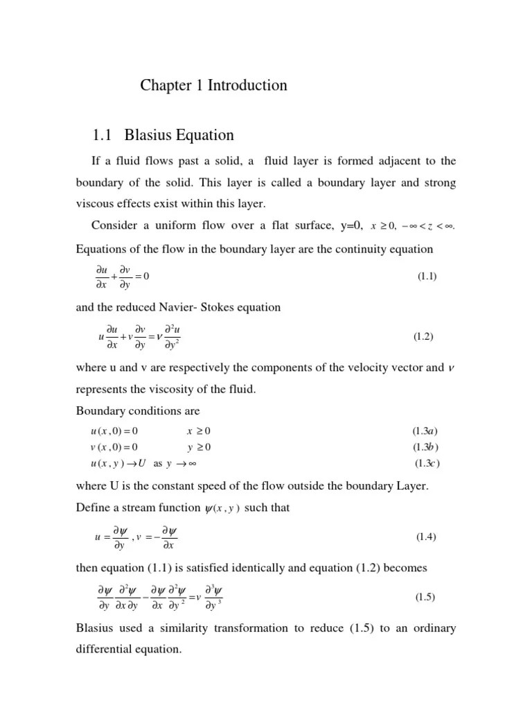 Blasius Equation PDF Boundary Layer Calculus