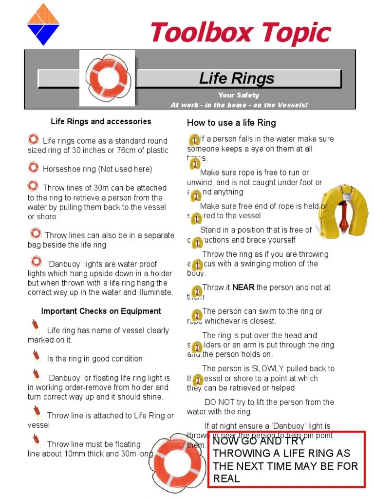 How to Use Life Rings Safely Instructions for Throwing, Retrieving
